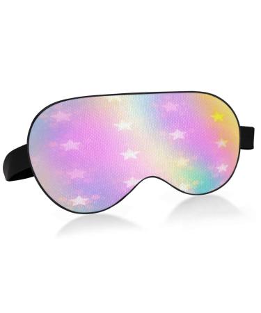 Sleep Mask Light Blocking Abstract Rainbow Glitter Stars Eye Mask for Sleeping with Adjustable Strap Soft Lightweight Eye Cover Blindfold for Men Women Work Travel Naps