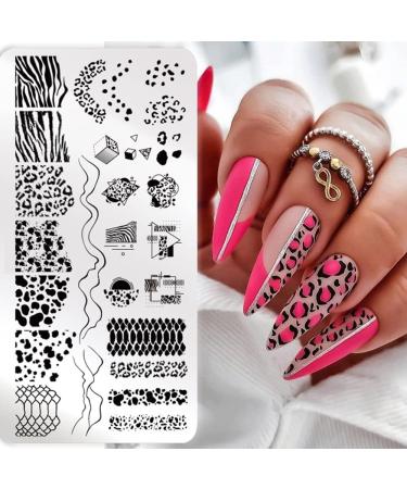 Snake Leopard Print Animal Nail Stamping Plates | Geometric Flowers & Cow Designs | Stencil Stamp Tool for Cow Print Nails - J054 - Buy Online on GoSupps.com