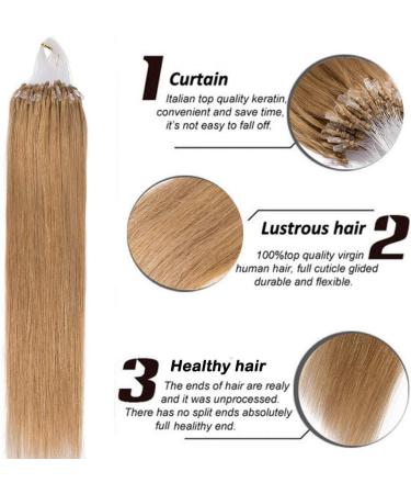 14" Micro Loop Human Hair Extensions Real Remy Straight 50g Micro Beads Hair Extensions 0.5g/s 100 Strands Durable Ring Beads #27 Dark Blonde - Buy Online on GoSupps.com