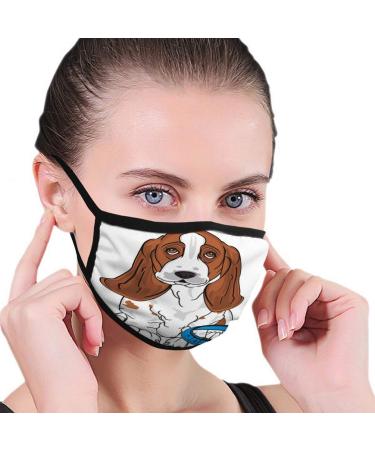 Breathable premium facial protection cover dog collar basset hound sit blue women men anti wind dust protection protective cover for skiing camping travel safety daily use