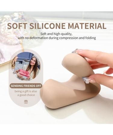 Travel Makeup Brush Holder Silicone Upgrade Anti-Fall Out Magnetic Closure Make up Bag Portable Cosmetic Pouch Soft Sleek Makeup Organize Tools for Travel (Khaki) - Buy Online on GoSupps.com