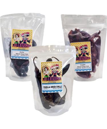 Dried Chillies Bundle: Ancho Pasilla & Guajillo / 3 Packs of Mexican Whole Dried Chillies for Cooking Mexican Food Spices - Buy Online on GoSupps.com