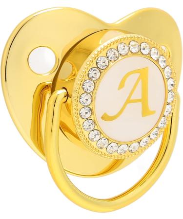 Hyuduo Golden Baby Pacifier - Personalized Curved Design Safe Materials 26 Letters Healthy Bling with Clips for Newborns (6-18 Months) - Buy Online on GoSupps.com