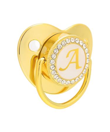 FafeICY Goldener Baby Schnuller | 26-Letter Pacifier with Clips | Curved Design | PP & Silicone | For Babies 6-18 Months - Buy Online on GoSupps.com