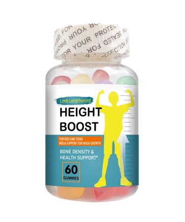 Height Boost Bone Growth Gummies for Kids & Teens Natural Growth Support with Calcium Vitamin D3 K2 Collagen Hydrolysate & Herbal Blend Bone Strength & Height Supplement 60 Gummies
