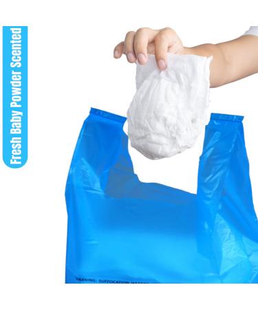 500 Count Disposable Baby Diaper Bags with Fresh Baby Powder Scent | Easy Tie Handles | Multi-use for Pet Waste Disposal & Sanitary Pads - Blue - Buy Online on GoSupps.com