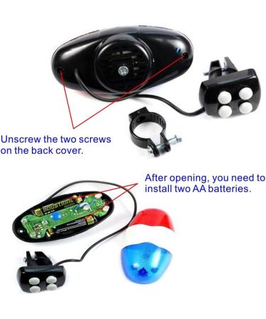 6 Bike Bicycle Police LED Light + 4 Siren Trumpet Horn Bell Set | Optimal Shop - Buy Online on GoSupps.com