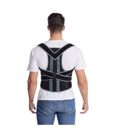 Back Corrector Straight Back Posture Corrector Shoulder Lumbar Brace Spine Support Belt Adjustable Corset Correction Body Improve with Plate Health and Relaxation (Color : Grey Size : M) Handmade