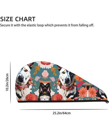 Cattle Dog Florals Coral Velvet Dry Hair Cap | Unisex Wet Towel Wrap for Bathing Pool Parties and Beach Perfect Home Accessory - Buy Online on GoSupps.com