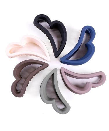 Medium Hair Clips WNSICIKO 6 PCS Heart Shaped Claw Clips for Women and Girls Matte Hair Claw Clips for Thin Hair Curly Hair and Thick Hair Nonslip Hair Clips for Women Medium (Pack of 6)