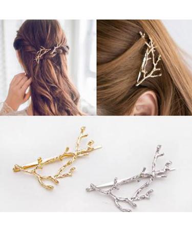 Aneneicera vintage antal hairpise barrette Boho gold branches hairpin retro hair clip decorative daily wear hair clamps hair bobby pins wedding hair jewelry for women and girls 2pcs
