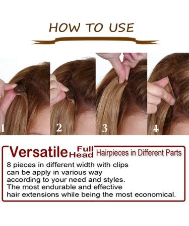 SEGO Clip-in Hair Extensions Set - 8 Piece Wavy Real Hair Extensions in Medium Blonde & Ash Blonde (61cm & 60cm) - Buy Online on GoSupps.com