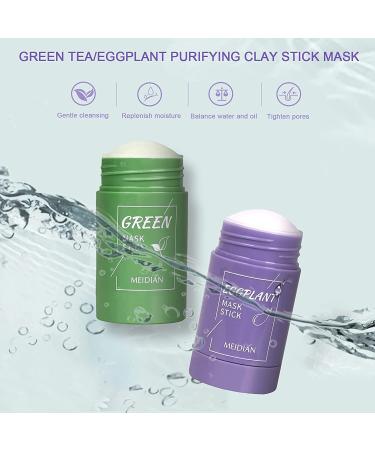 2 Pack Green Tea/Eggplant Purifying Clay Stick Mask Set - Blackhead Remover & Pore Cleansing Mask for All Skin Types - Men & Women - Face Moisturizer & Oil Control - 6 Piece Set - Buy Online on GoSupps.com