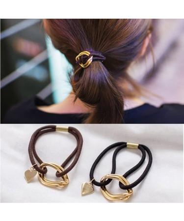 Lovef 5Pcs Gold Plated Metal Cuff Ponytail Hair Ties - Fashion Elastic Hair Bands - Buy Online on GoSupps.com