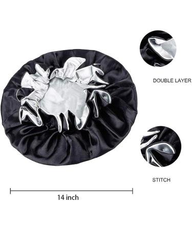 Satin Silky Bonnet Cap for Curly Hair | Double Layered Black Hair Wrap for Women - Buy Online on GoSupps.com
