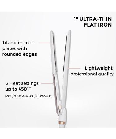 Premium Titanium Flat Iron Hair Straightener - Ultra Thin Double-Sided Fast Heating Dual Voltage - Perfect for Straightening & Curling - Ideal Gift for Women - Buy Online on GoSupps.com