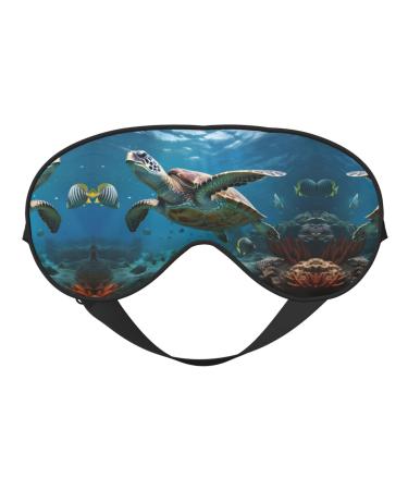 SSIMOO Sea Turtles Print Ultra-Soft Light-Blocking Eye Mask for Optimal Comfort and Restful Sleep Black