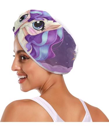 Super Absorbent Stars Purple Unicorn Hair Towel 2 Pack | Quick Dry Hair Turbans for Women & Girls | Perfect Hair Drying Accessories - Buy Online on GoSupps.com