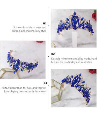 FRCOLOR Tiara Crown Crystal Silver Headband Diamond Bridal Headdress Wedding Prom Crown Hair Accessories Blue for Women Girl Birthday Wedding Christmas Party Favor Ornaments - Buy Online on GoSupps.com