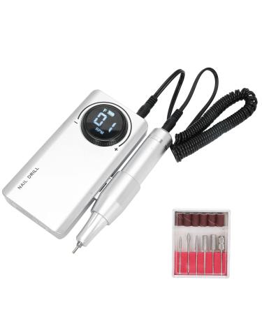 Nail Polishing Pen 12H Work Nail Drill Pen Adjustable Speed for Home for Salon (Pearlescent Gray)