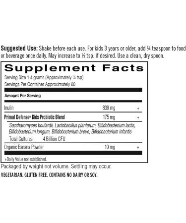 Garden of Life Kids Primal Defense Probiotic - Natural Banana Flavor 2.9 oz - Buy Online on GoSupps.com