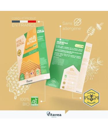  Vitavea Vitavea - Vita'Royal Organic Strengthener - Fortifying Natural Benefits of the Hive - Royal Jelly 1800 mg - Pack of 3-30 amp - Buy Online on GoSupps.com