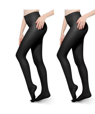 2 PCS Compression Pantyhose 20-30mmHg Tight Support Stockings Gradient Compression Closed Toe for Women Swelling Varicose Veins Edema L Black Large (Pack of 2)