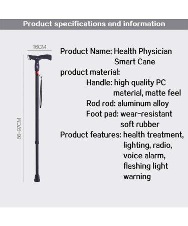 Smart Walking Stick Walking Cane with Non Skid Replaceable Rubber Tips Height Adjustable Crutch Electronic with Lighting Alarm FM Radio Portable Lightweight for Elderly Surprise Gift - Buy Online on GoSupps.com