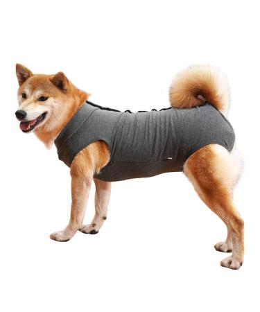 Dog dividers breathable for surgical abdominal wounds and skin protection anti-losing cone e-neck band alternative after operations S (1-pack) gray
