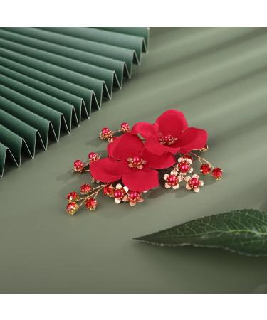 Sither Red Bridal Floral Hair Comb - Wedding Hair Accessories for Bride | Headpiece for Wedding Party, Prom - Gift for Women - Buy Online on GoSupps.com