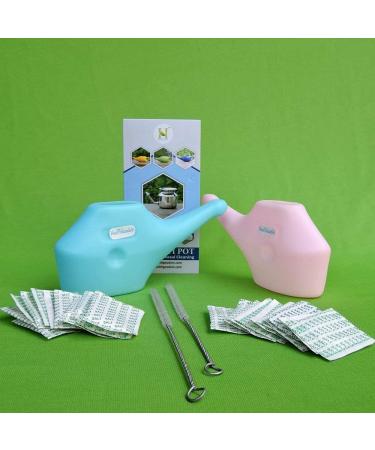 HealthGoodsIn - Set of 2 Traveler s Plastic Neti Pot for Nasal Cleansing with 5 Sachets Salt + 2 Brushes | Compact and Travel-Friendly Design | Natural Treatment for Sinus Infection and Congestion - Buy Online on GoSupps.com
