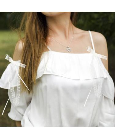 Lace Hair Bow with Long Tail Coquette Bows - Elegant White Ribbon Hair Accessory Hair Ribbons for Women (A Pair) - Buy Online on GoSupps.com