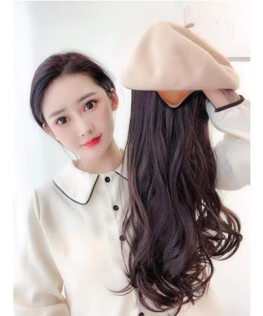 Buy BGHJUE Long Curly Hair Wig with Beret Hat - Fashionable Autumn & Winter Wig for Women - Buy Online on GoSupps.com