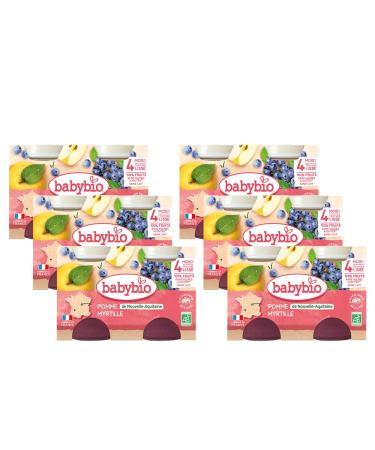 Babybio - Small Pots of Aquitaine/Blueberry 260 g - Pack of 6 - 4 Months - Organic