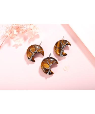 XIANNVXI Tiger Eye Crystal Crescent Moon Necklace - Tree of Life Reiki Spiritual Jewelry for Women - Buy Online on GoSupps.com