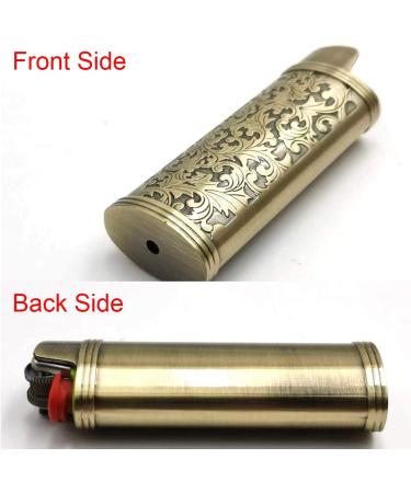 Lucklybestseller Metal Lighter Case Cover Holder Vintage Floral Stamped for BIC Full Size Lighter J6 Brozne - Buy Online on GoSupps.com