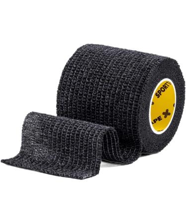 24 Rolls SPORTTAPE Self-Adhesive Football Sock Tape | 5cm x 4.5m - Black | Cohesive Bandage Sock Wrap Shin Pad Tape | Goalkeeper Wrist Tape & Football Ankle Tape | Pet & Vet Wrap for Dogs Horses Black 5x450 cm (Pack of 24) - Buy Online on GoSupps.com