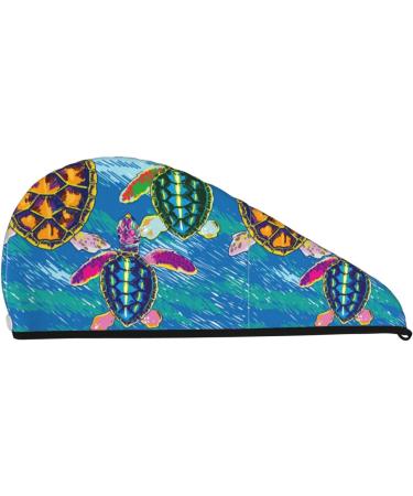 Little Sea Turtles Microfiber Hair Towel - Soft Super Absorbent Hair Wrap for Long Curly & Thick Hair - Quick Dry Coral Velvet - Buy Online on GoSupps.com