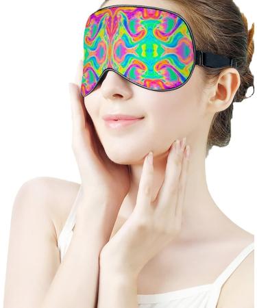 Vintage Hand Drawn Rainbow Tie Dye Sleep Mask | Adjustable Eye Shades for Women | Comfortable Elastic Strap - Buy Online on GoSupps.com