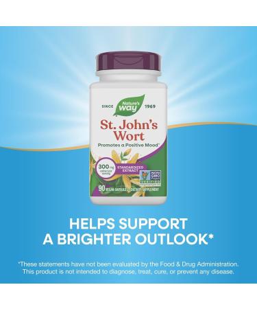 Natures Way St. Johns Wort Premium Extract - 90 Capsules | Promotes Positive Outlook | Non-GMO - Buy Online on GoSupps.com