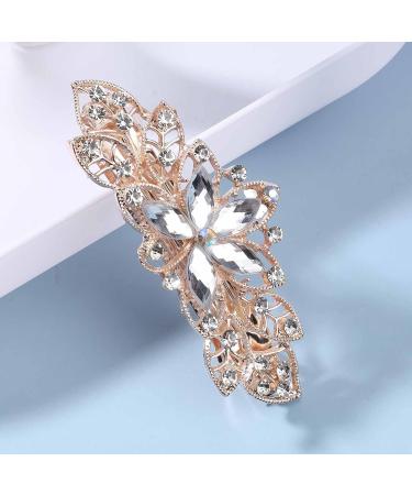 Yheakne Crystal Wedding Hair Clip Barrette - Gold Rhinestone Bridal Headpiece for Women and Girls - Buy Online on GoSupps.com
