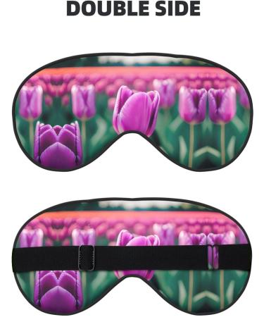 Buy Purple Tulips Double-Sided Sleep Eye Mask - Soft Adjustable Blindfold to Block Out Light - Buy Online on GoSupps.com