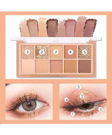 10 Colors Matte Nude Shimmer Eye Makeup Palette with Double Head Brush - High Pigmented, Long Lasting and Blendable Neutral Eye Palette - Buy Online on GoSupps.com