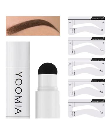 YOOMIA Eyebrow Stamp Stencil Kit Eyebrow Stamp Shaping Kit Waterproof Brow Stamp Hairline Shadow Powder (Dark Brown)