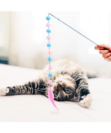 Fanshiontide 3 Packs Cat Wand Interactive Cay Toy Cat Feather Toys with Plush Balls and Bells Cat Teaser Wand for Indoor Cat Kitten Hunting Exercising Eliminating - Buy Online on GoSupps.com