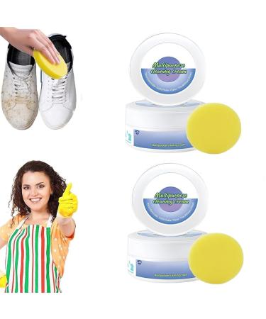 2023 New Multi-Functional Cleaning and Stain Removal Cream All-Purpose Rinse-Free Cleaning Cream 260g White Shoe Cleaner Decontaminate Solid Paste for Shoes Clothes Sofa (2 PCS)