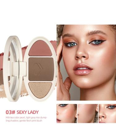 Allbesta 3 Colors Highlighter Palette - Professional Make-Up with Contour Powder Rouge & Bronzer | International Shipping Available - Buy Online on GoSupps.com