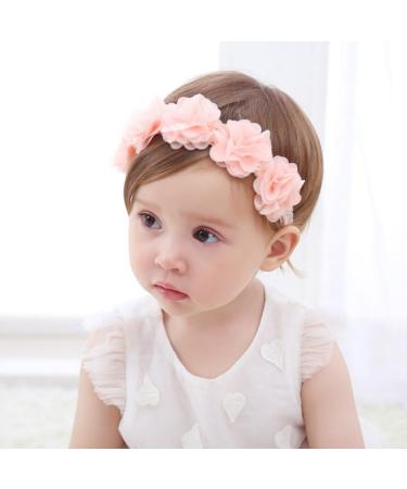 Fmeida Baby Girls Flower Headband | Stretchy Floral Hair Accessory for Newborns | Peach | 4-24 Months - Buy Online on GoSupps.com