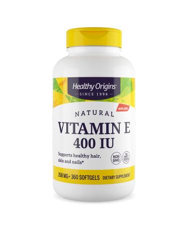 Healthy Origins Vitamin E - 400 LU Natural Mixed Toco Gels, 360 Count 360 Count (Pack of 1)