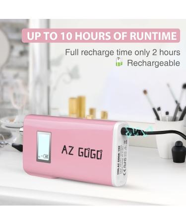 AZ GOGO Professional Nail Drill 30000 Rpm Rechargeable Portable Nail Drills for Acrylic Gel Nails - New Upgraded Electric Nail File with Pink LCD Display - Buy Online on GoSupps.com